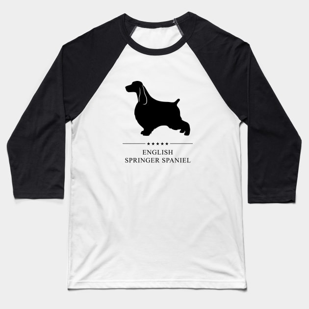 English Springer Spaniel Black Silhouette Baseball T-Shirt by millersye